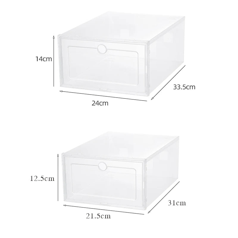 6Pcs Can Combination Shoe Cabinet High Light Transmission Transparent Storage Shoes Box Thickened Dustproof Shoe Organizer Box